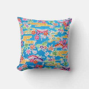 Japanese Okinawan Dye (Bingata) Throw Pillow