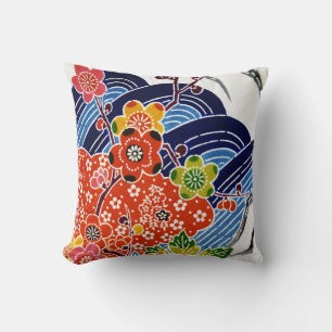 Japanese Okinawan Dye (Bingata) Throw Pillow