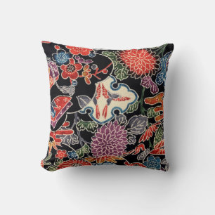 Japanese Okinawan Dye (Bingata) Throw Pillow