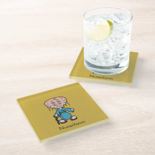Japanese Old Man Nurarihyon: Cartoon Yokai Glass Coaster