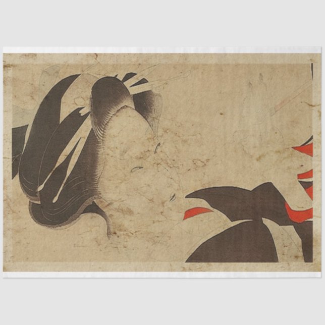 Japanese Old Women Woodblock Print Ukiyo Style  Tissue Paper (Front)