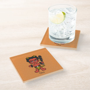 Japanese Oni: Cartoon Yokai Glass Coaster