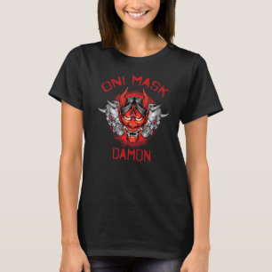 Japanese Oni Mask Demon - Sad Aesthetic Edgy Stree T-Shirt