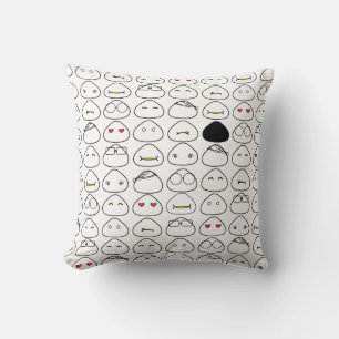 Japanese Onigiri Fluo Pattern Throw Pillow