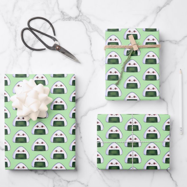 Japanese Onigiri Rice Ball Wrapping Paper Sheet (Front)