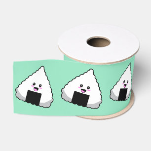 Japanese Onigiri Sushi Cute Kawaii Food Pattern Grosgrain Ribbon