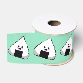 Japanese Onigiri Sushi Cute Kawaii Food Pattern Grosgrain Ribbon