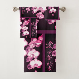 Japanese Orchids Bath Towel Set