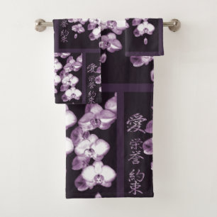 Japanese Orchids Bath Towel Set