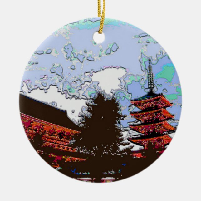 Japanese Pagoda Ceramic Ornament (Front)