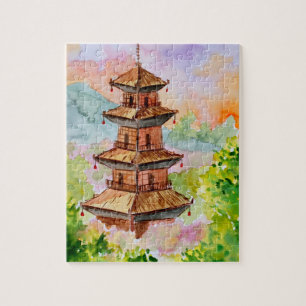 Japanese Pagoda in Spring Jigsaw Puzzle