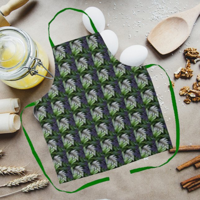 Japanese Painted Fern and Foliage Floral Pattern Apron (In Situ Kitchen)