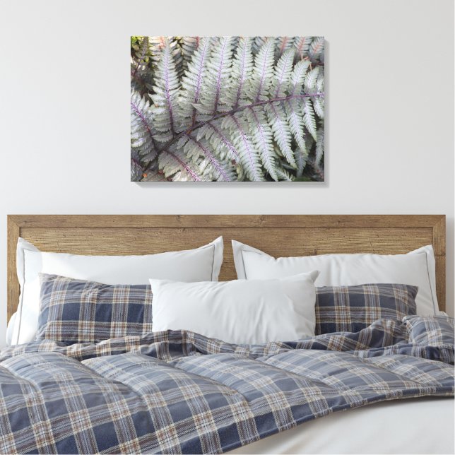 Japanese Painted Fern Floral Canvas Print (Insitu(Bedroom))