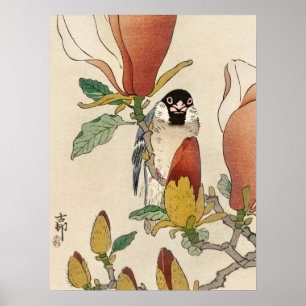 Japanese painting by koson ohara, 小原古邨の日本画 poster