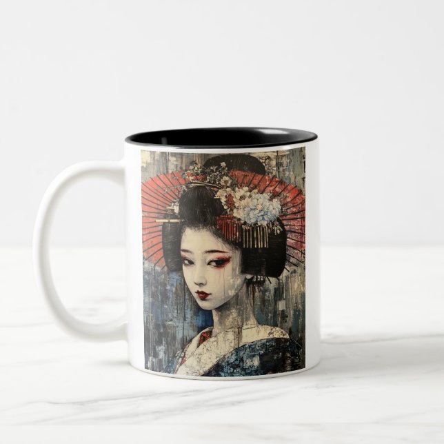 Japanese painting style GEISYA MAG01 Two-Tone Coffee Mug (Left)