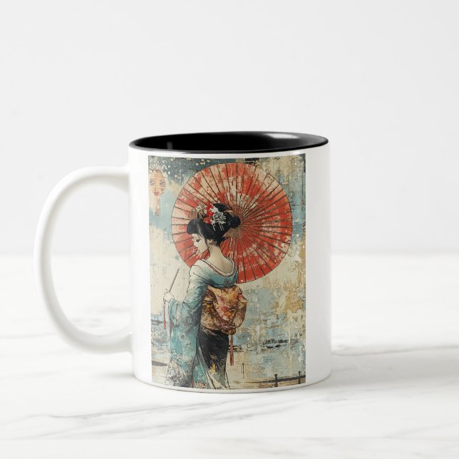 Japanese painting style GEISYA MAG09 Two-Tone Coffee Mug (Left)