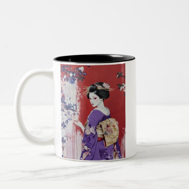 Japanese painting style GEISYA MAG11 Two-Tone Coffee Mug (Left)