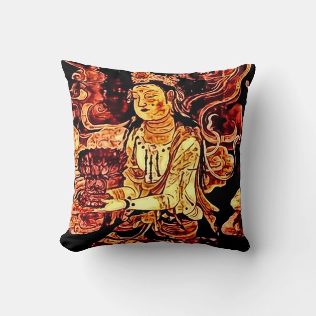 Japanese Pandora Art Nouveau Throw Pillow (Front)