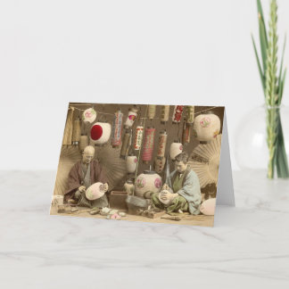 Japanese Paper Lantern Makers, Vintage Photo Card