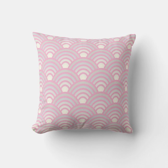 Japanese Pastel Waves Pattern Throw Pillow (Front)
