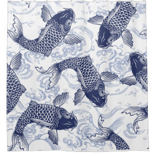 JAPANESE PATTERN FISH IN WATER Shower Curtain