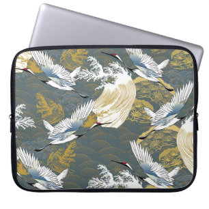 Japanese pattern. Traditional motif background wit Laptop Sleeve