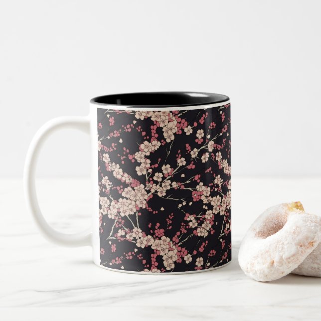 Japanese Pattern  Two-Tone Coffee Mug (With Donut)