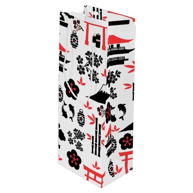 Japanese Pattern Wine Gift Bag (Front Angled)