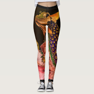 JAPANESE PEACOCK PRINT LEGGINGS