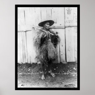 Japanese Peasant Wearing Straw Raincoat 1885 Poster