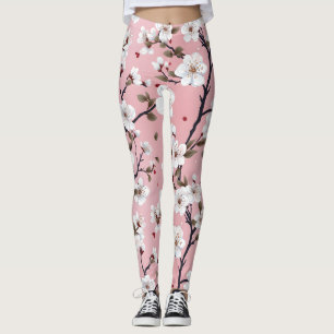 Japanese Pink Cherry Blossom Sakura Floral Spring  Leggings