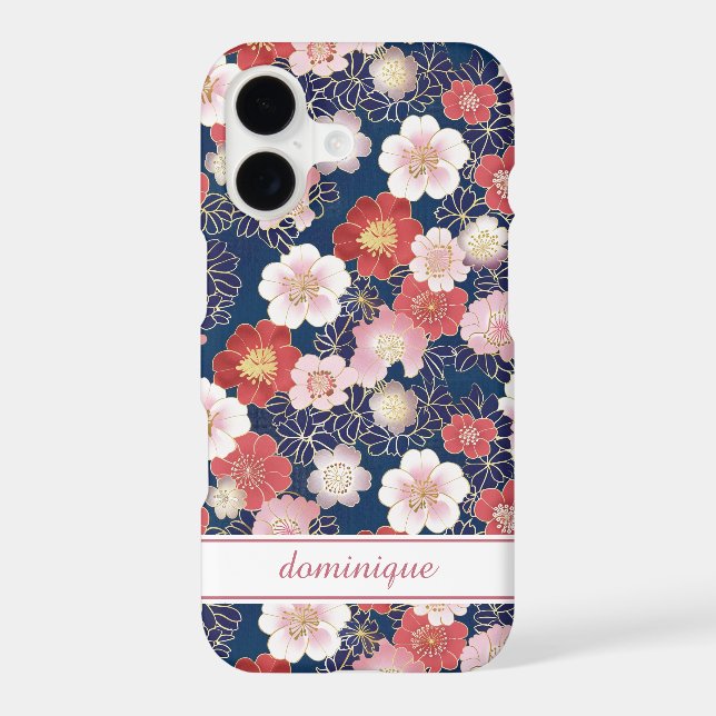 Japanese Pink Floral Pattern Monogrammed (Back)