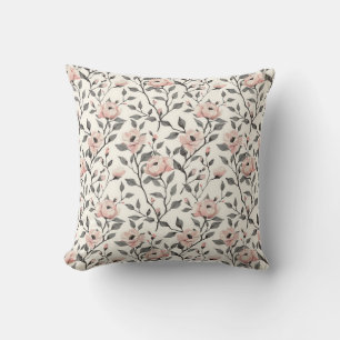 Japanese Pink Stylish Cherry Flower Vintage Throw Pillow