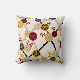 Japanese Plum Blossom Pattern Throw Pillow