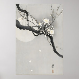 Japanese Plum Blossom Wall Art Print  Vintage Zen