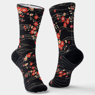 Japanese Plum Blossom Wave Pattern Socks