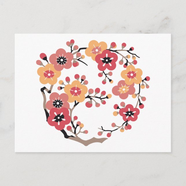 Japanese Plum blossoms Circle Postcard (Front)