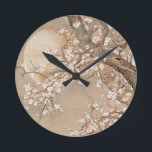 Japanese plum blossoms in moonlight by Sō Shizan Round Clock<br><div class="desc">Japanese plum blossoms in moonlight by Sō Shizan</div>