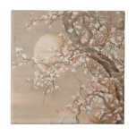 Japanese plum blossoms in moonlight by Sō Shizan Tile<br><div class="desc">Japanese plum blossoms in moonlight by Sō Shizan</div>