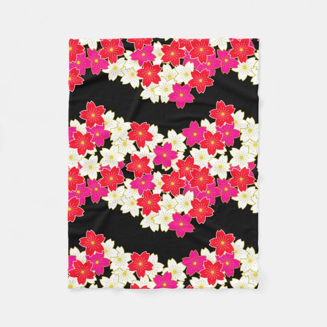 Japanese print design - kimono pattern fleece blanket (Front)