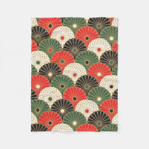 Japanese print design - kimono pattern fleece blanket