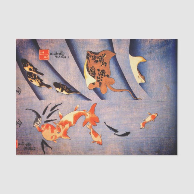 JAPANESE PRINT STINGRAY AND CARP Tissue Paper (Front)