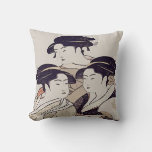 Japanese Print, Three Ladies, Throw Pillow