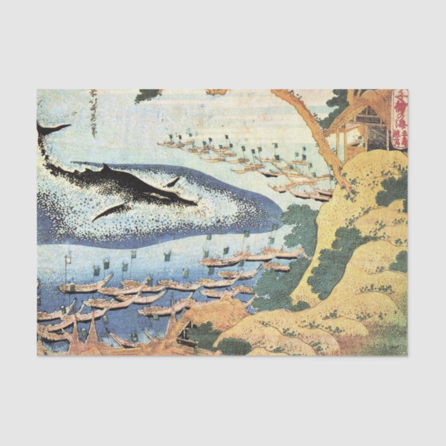 JAPANESE PRINT WITH WHALE Tissue Paper (Front)