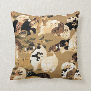 Japanese Puppies Throw Pillow