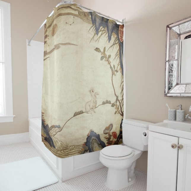 JAPANESE RABBIT AND MOON Shower Curtain (In Situ)