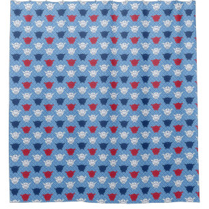 Japanese rabbit print, blue with red and white
