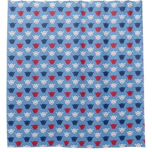 Japanese rabbit print, blue with red and white (Front)