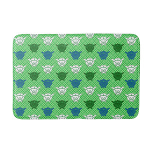 Japanese rabbit print, green, blue and white bath mat