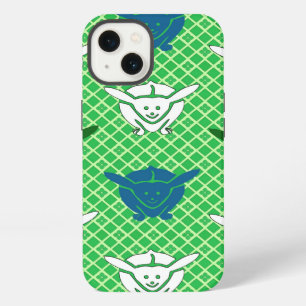 Japanese rabbit print, green, blue and white iPhone 13 case